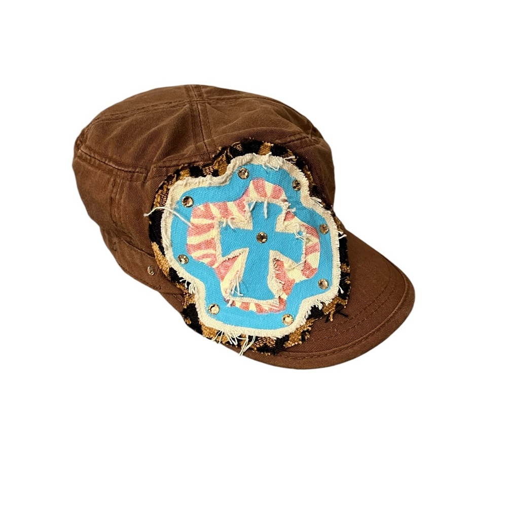Alternative Apparel Embellished Bohemian Cross Train Conductor Canvas Cap Hat OS